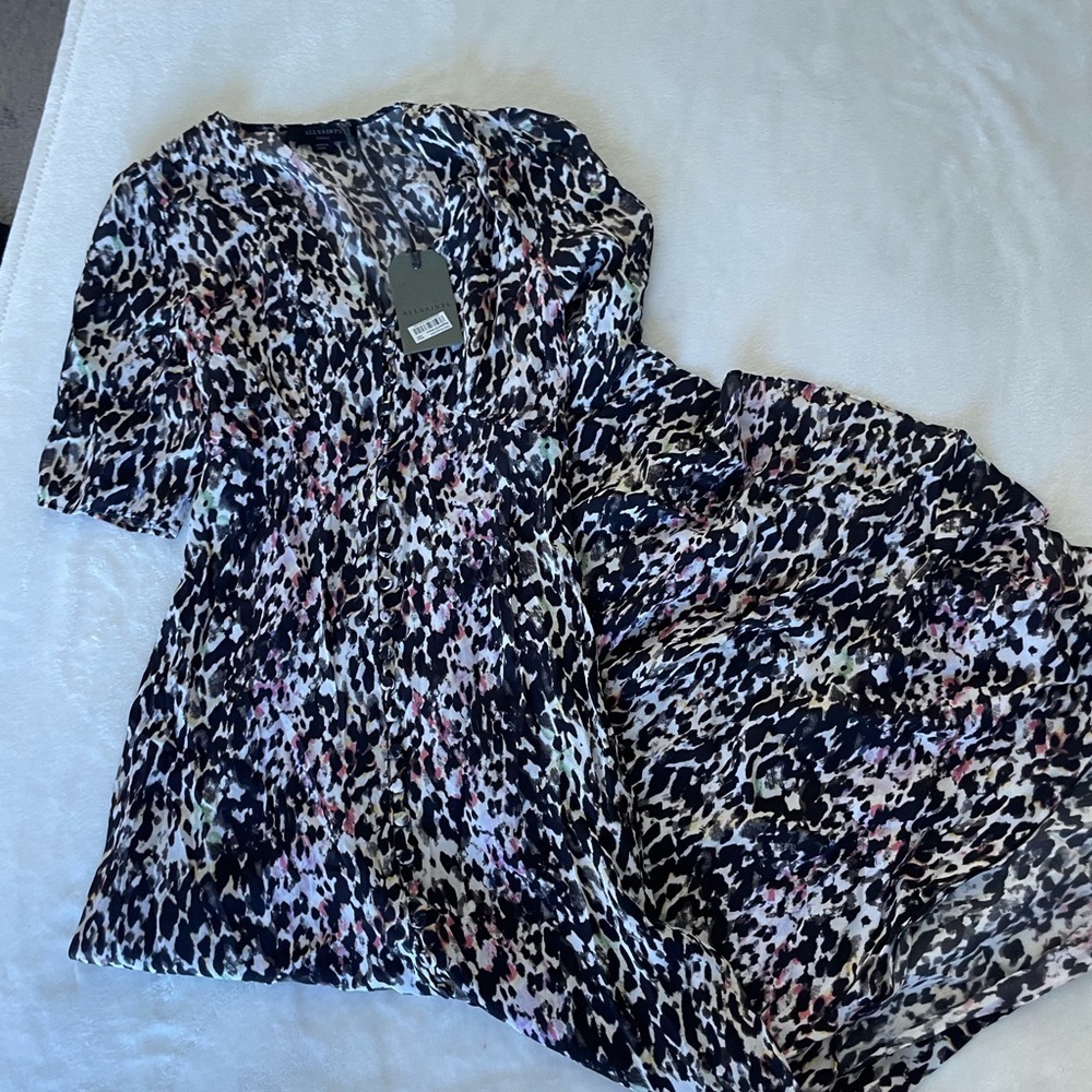 All Saints Midi Animal Print Dress